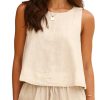 Womens Linen Tank Tops Spring Summer Relaxed Fit Sleeveless Shirts
