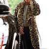 Women's Sexy Elegant Vintage Leopard Print Lapel Faux Fur Long Maxi Coat Jacket