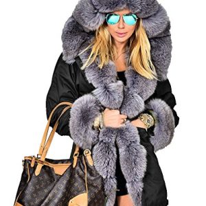 Women Thicken Warm Winter Coat Hood Down Parka Fleece Fur Outdoor Overcoat Long Jacket Outwear