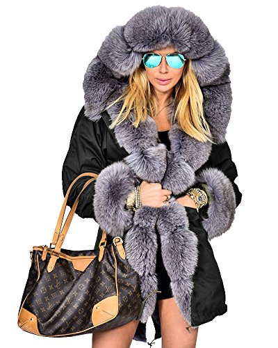 Women Thicken Warm Winter Coat Hood Down Parka Fleece Fur Outdoor Overcoat Long Jacket Outwear