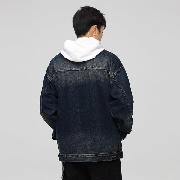 Vintage street denim jacket for men and women, loose American denim top for men
