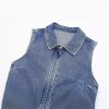 Fashionable Denim Dress for Women Sleeveless Knee Length Retro Casual Jean Dress