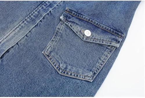 Fashionable Denim Dress for Women Sleeveless Knee Length Retro Casual Jean Dress