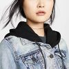 womens Black Hooded Denim Jacket, Comfortable & Stylish Coat