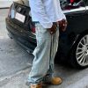 Womens Rhinestone Jeans Y2K Wide Leg Pants Unisex Loose Oversized Trousers Casual Baggy Streetwear Denim Pants