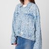 Womens Oversized Sustainable Multi Color Embellished Denim TruckerTrucker