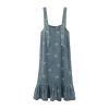 Summer Light Blue Denim Suspender Dress Women Loose Jacquard Casual Vintage Jean Dresses