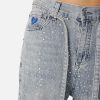 Womens Rhinestone Jeans Y2K Wide Leg Pants Unisex Loose Oversized Trousers Casual Baggy Streetwear Denim Pants