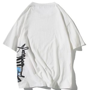 Graphic Tees Y2k Cartoon Dinosaur Printed Summer Short Sleeve Streetwear Cotton Shirts Casual Harajuku Tops