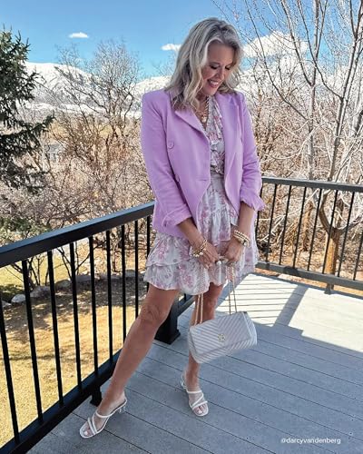Women's Double Breasted Blazer, Casual Work Wear, Fitted Blazer Jacket Open Front Long Sleeve Suit Jacket