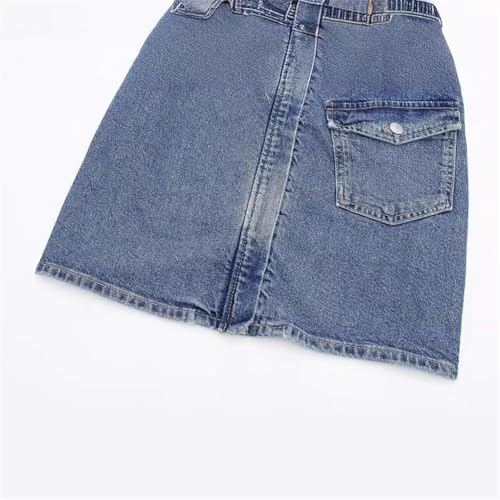 Fashionable Denim Dress for Women Sleeveless Knee Length Retro Casual Jean Dress