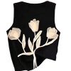 Women's 3D Floral Tank Top Crew Neck Tulip Applique Summer Casual Sleeveless Going Out Tops