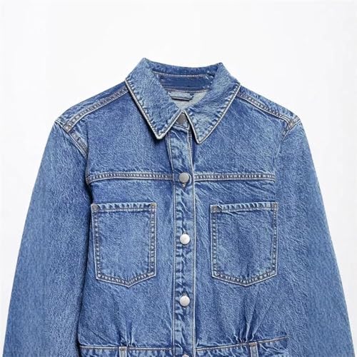 Women’s Dress Long Sleeve Shirt Blue Denim Summer Button Collared Casual Midi Long Dresses for Vacation