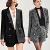 Womens 2 Piece Tweed Blazer Shorts Sets Long Sleeve Double Breasted Suit Jackets Business Outfit