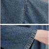 Blue Loose Womens Denim Dress Modern Casual Pullover Comfortable Long Sleeve Jean Dress