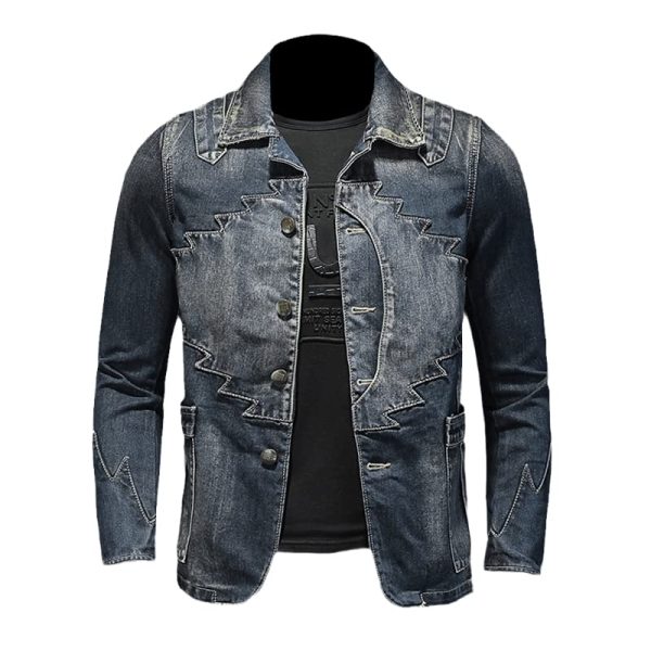 Spring Autumn Denim Jacet Men Slim Fit And Retro Clothing Jackets Unisex Women Jean Coats Denim Blue XS