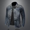 Spring Autumn Denim Jacet Men Slim Fit And Retro Clothing Jackets Unisex Women Jean Coats Denim Blue XS