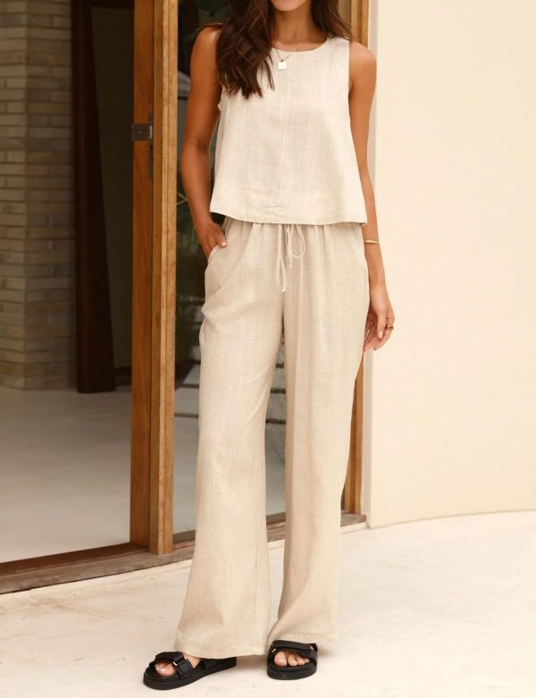 Womens Linen Tank Tops Spring Summer Relaxed Fit Sleeveless Shirts