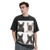 Oversized Tshirts for Men Vintage Cotton T-Shirts French Bulldog Short Sleeve Tees Loose Fit Tees Shirts