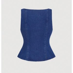 Women's Denim Vest Tie Front Sleeveless Fitted Y2K Jean Vests Tank Top