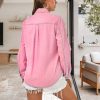 Denim Shirt Women Button Down Long Sleeve Chambray Western Jean Shirts Collared Casual Denim Tops
