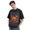Oversized Tshirts for Men Vintage Cotton T-Shirts Halloween Pumpkin Short Sleeve Tees Loose Fit Tees Shirts