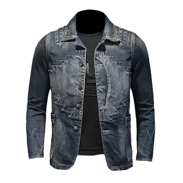 Spring Autumn Denim Jacet Men Slim Fit And Retro Clothing Jackets Unisex Women Jean Coats Denim Blue XS