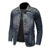 Spring Autumn Denim Jacet Men Slim Fit And Retro Clothing Jackets Unisex Women Jean Coats Denim Blue XS
