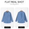 Women Denim Shirts Button Down Blouse V Neck Casual Tops