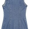 Fashionable Denim Dress for Women Sleeveless Knee Length Retro Casual Jean Dress