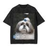 Oversized Tshirts for Men Vintage Cotton T-Shirts Shih Tzu Dog Short Sleeve Tees Loose Fit Tees Shirts