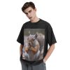 Oversized Tshirts for Men Vintage Cotton T-Shirts Cute Squirrel Short Sleeve Tees Loose Fit Tees Shirts