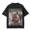 Oversized Tshirts for Men Vintage Cotton T-Shirts Cute Squirrel Short Sleeve Tees Loose Fit Tees Shirts