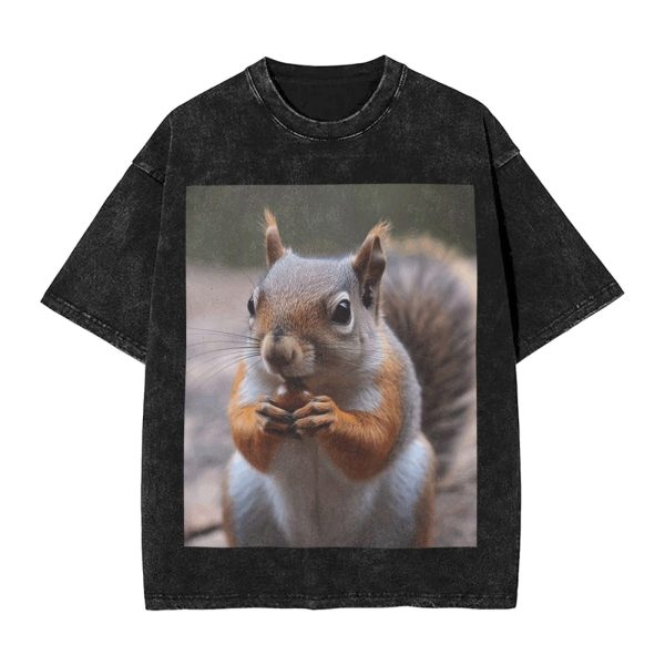 Oversized Tshirts for Men Vintage Cotton T-Shirts Cute Squirrel Short Sleeve Tees Loose Fit Tees Shirts