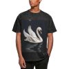 Oversized Tshirts for Men Vintage Cotton T-Shirts White Swan Short Sleeve Tees Loose Fit Tees Shirts