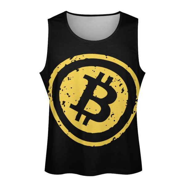 Bitcoin Logo Men's Tank Tops Print Sleeveless Shirts Workout Gym Muscle T Shirts Tee Tops