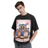 Oversized Tshirts for Men Vintage Cotton T-Shirts Cute Owls Short Sleeve Tees Loose Fit Tees Shirts