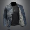 Spring Autumn Denim Jacet Men Slim Fit And Retro Clothing Jackets Unisex Women Jean Coats Denim Blue XS