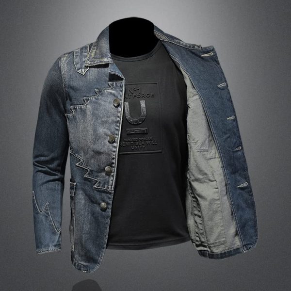 Spring Autumn Denim Jacet Men Slim Fit And Retro Clothing Jackets Unisex Women Jean Coats Denim Blue XS