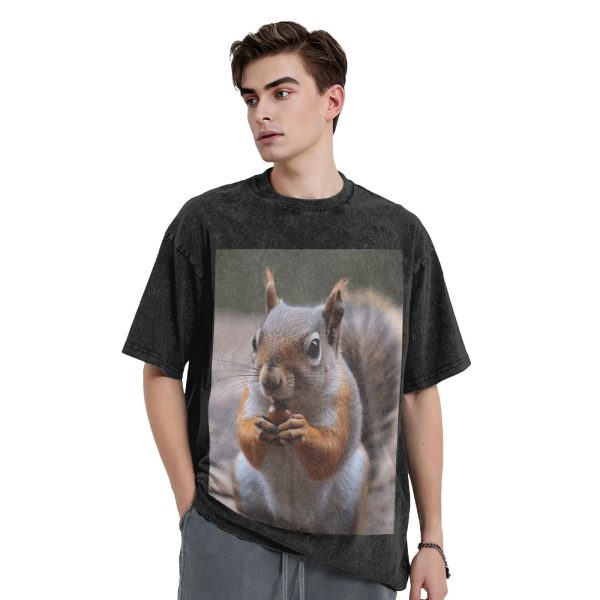 Oversized Tshirts for Men Vintage Cotton T-Shirts Cute Squirrel Short Sleeve Tees Loose Fit Tees Shirts