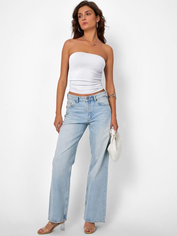Womens Strapless Tube Tops Basic Backless Sleeveless Bandeau Going Out Crop Tops Cute 2025 Summer Clothes
