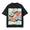 Oversized Tshirts for Men Vintage Cotton T-Shirts Sushi Short Sleeve Tees Loose Fit Tees Shirts