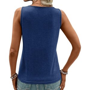 Womens Tank Tops Summer Tank Tops for 2025 Cut Out Ring Keyhole Neck Sleeveless Fashion Cute Tee Shirts Clothes