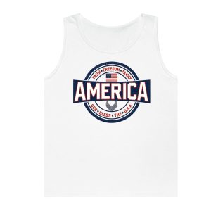 America Faith Freedom Family Tees God Bless The USA Fourth of July Tee Tank Top - American Flag Tank Top Men Women and Kids