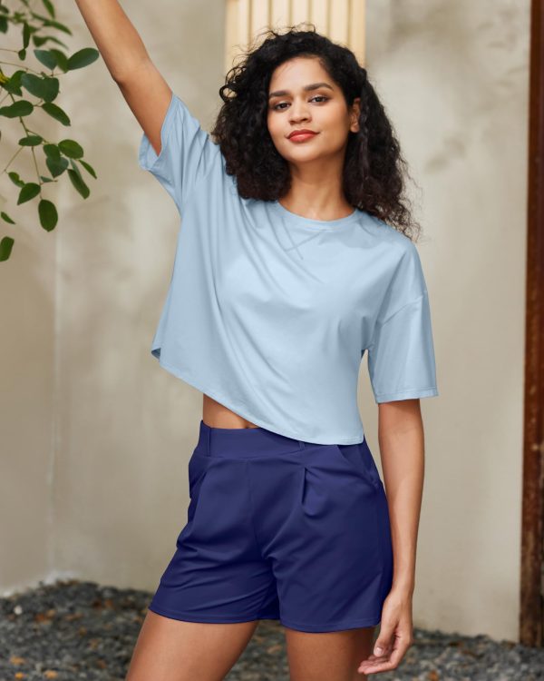 Lightweight Womens Workout Tops Loose Fit Short Sleeve Summer T Shirts Athletic Gym Tees Basic Yoga Shirts Casual