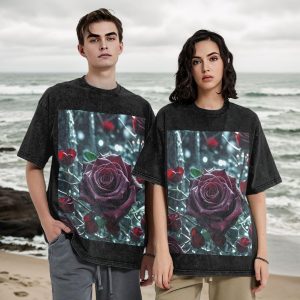 Oversized Tshirts for Men Vintage Cotton T-Shirts Rose Gothic Short Sleeve Tees Loose Fit Tees Shirts