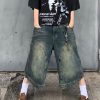 Y2k Shorts Men Vintage Baggy Jean Shorts Long Jorts Grunge Denim Bermuda Short Streetwear