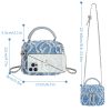 Women Denim Mini Bucket Shoulder Crossbody Bag Drawstring Quilted Distressed Tassel Barrel Shape Satchel Purse