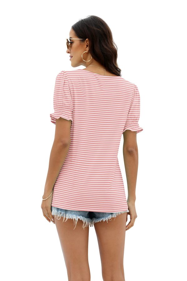 Tops for Women Summer Casual Ruffle Trim Sleeve Square Neck T Shirts