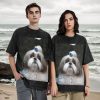 Oversized Tshirts for Men Vintage Cotton T-Shirts Shih Tzu Dog Short Sleeve Tees Loose Fit Tees Shirts